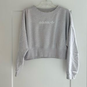 Adidas Crew Neck Cropped Sweater - Grey - Size S